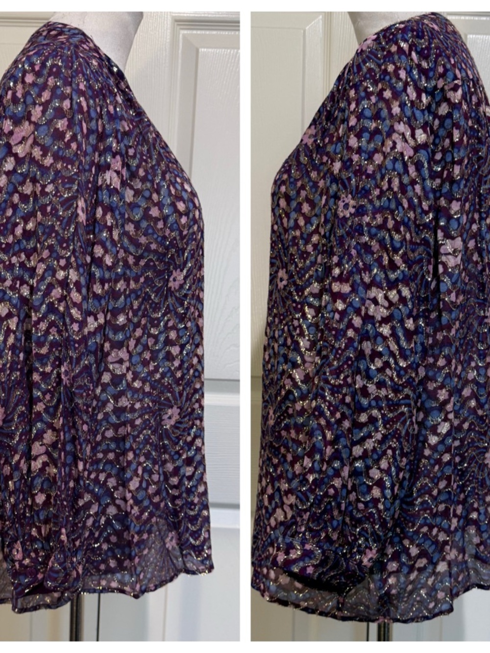 GERARD DAREL Akris Metallic Print Blouse - Picture 7 of 12
